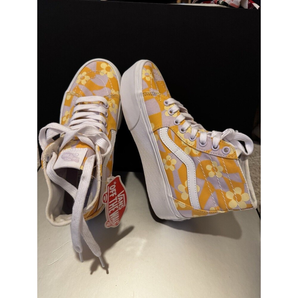 NWOB Vans Sk8-Hi Tapered “Checkerboard Floral Orange” M5.5 W7